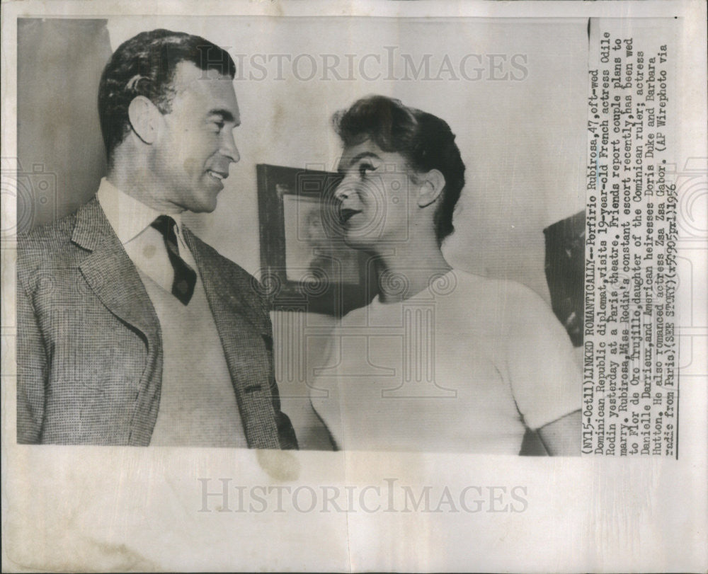 1956 Press Photo Porfirio Rubirosa Odile Rodin Planning Marriage - Historic Images