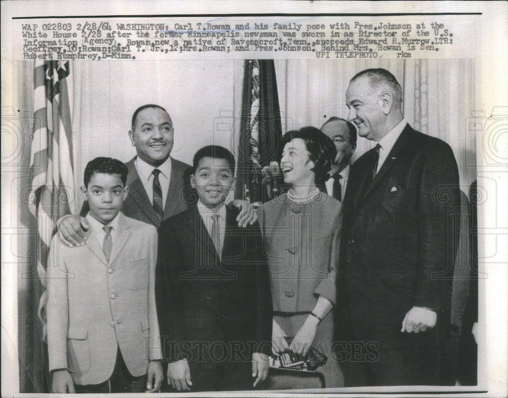 1964 Press Photo Carl T. Rowan Director Information Agency President Johnson - Historic Images