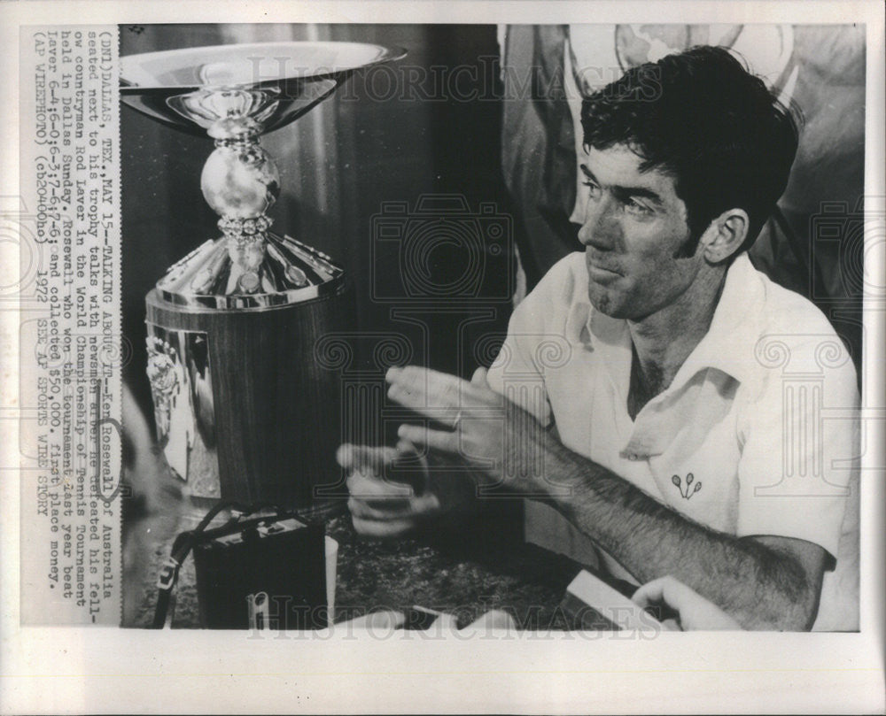 1972 Press Photo Ken Rosewall Australian Tennis Player World Championship Dallas - Historic Images