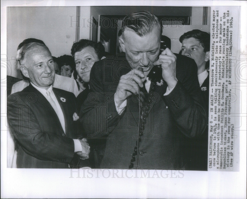 1963 Press Photo Theo R McKeldin and Phil Goodman campaign for office won - Historic Images