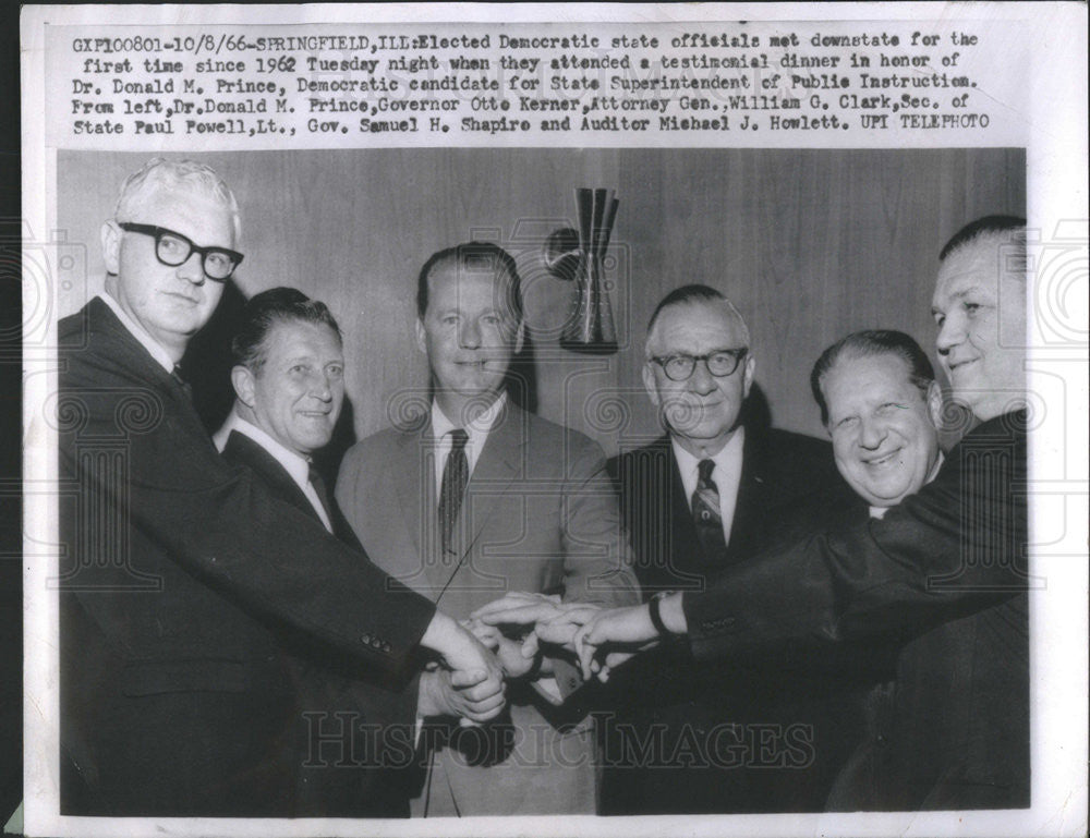 1966 Press Photo Elected Democratic officials meet in honor of Dr Don M Prince - Historic Images