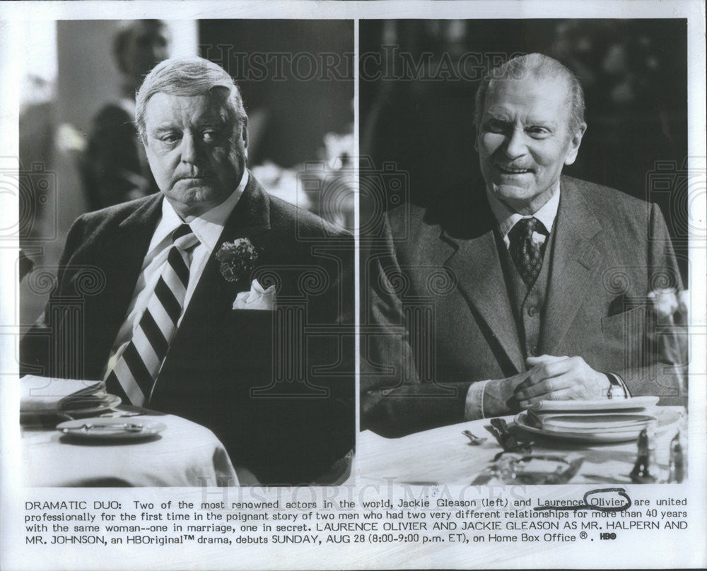 1986 Press Photo Mr Halpern And Mr Johnson Show Actors Gleason Olivier Portraits - Historic Images