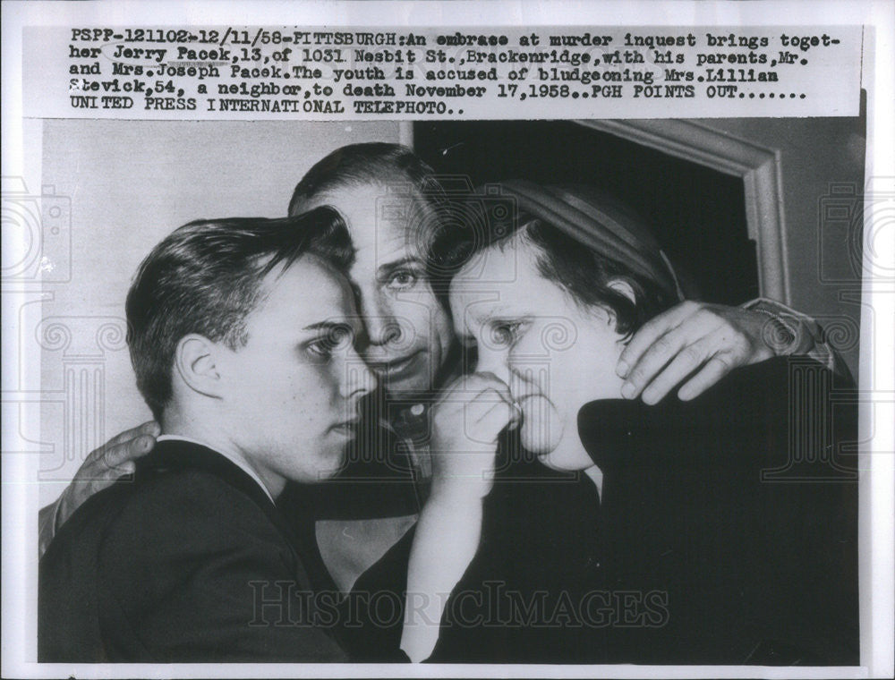 1958 Press Photo Jerry Pacek, Mr. and Mrs. Joseph Pacek - Historic Images