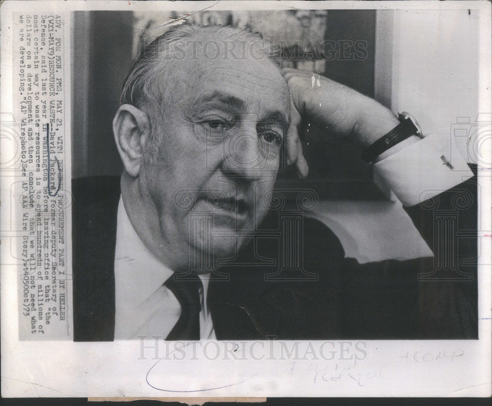 1973 Press Photo David Packard Deputy Defense Secretary - Historic Images