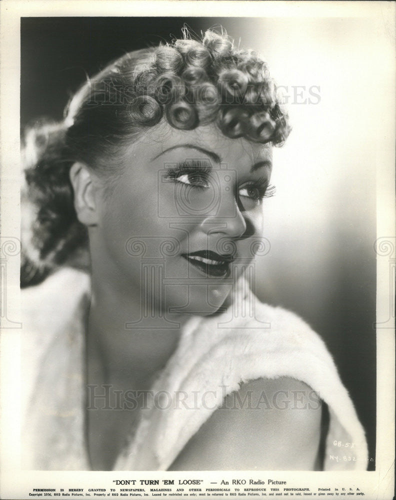 1936 Press Photo Louise Latimer Stars In &quot;Don&#39;t Turn &#39;Em Loose&quot; - Historic Images