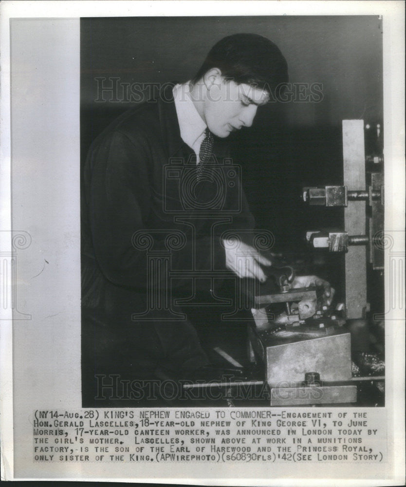 1942 Press Photo Engagement of the Hon. Gerald lascelles 18-Year-Old Nephew - Historic Images