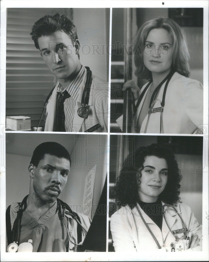 1995 Press Photo Noah Wyle, Sherry Stringfield, Julianna Margulies, Eriq LaSalle - Historic Images