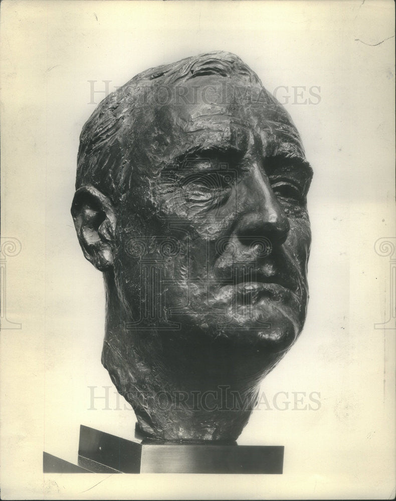 Press Photo President Franklin Roosevelt Bust Jo Davidson Sculptor Art Institute - Historic Images