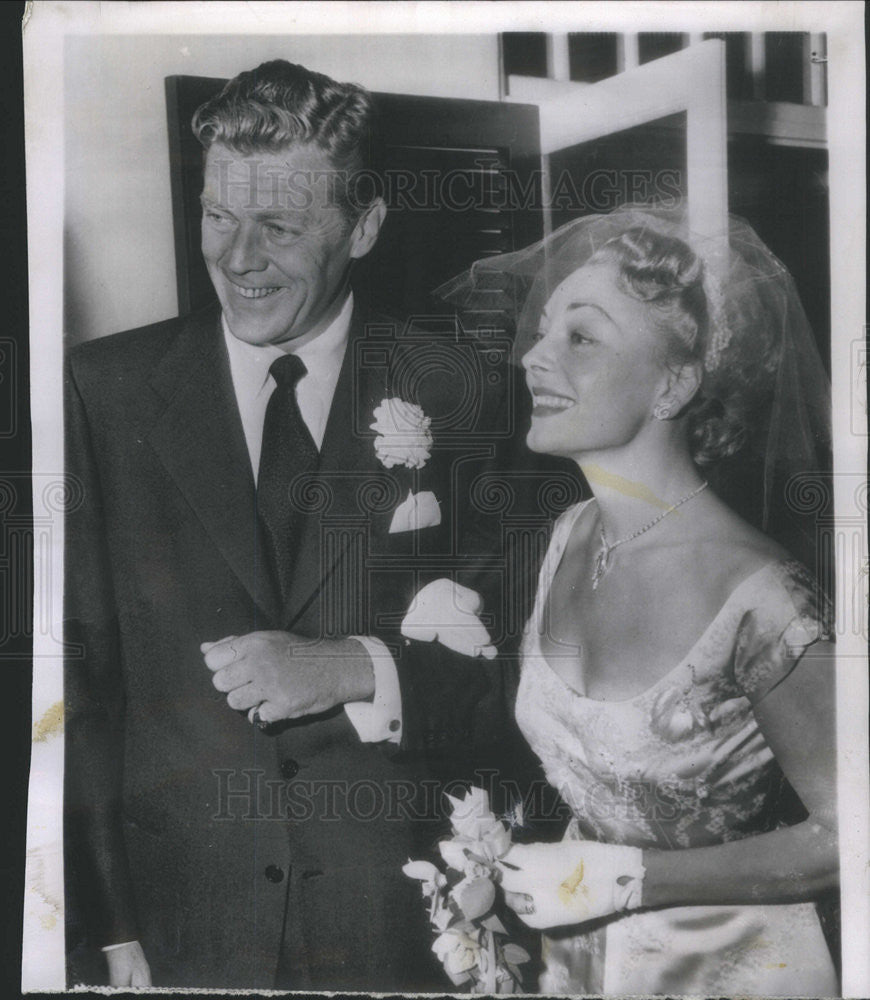 1951 Press Photo Virginia Field and Willard Parker are married - Historic Images