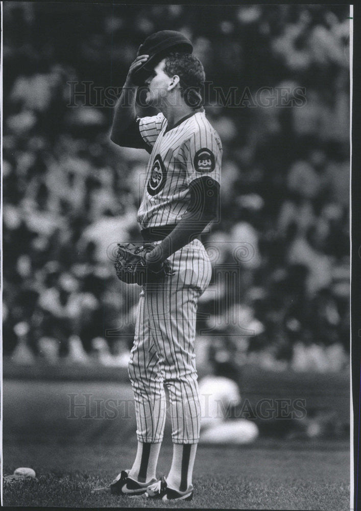 1989 Press Photo Cubs Pitcher Jeff Pico Loses After Relieving Schiraldi - Historic Images