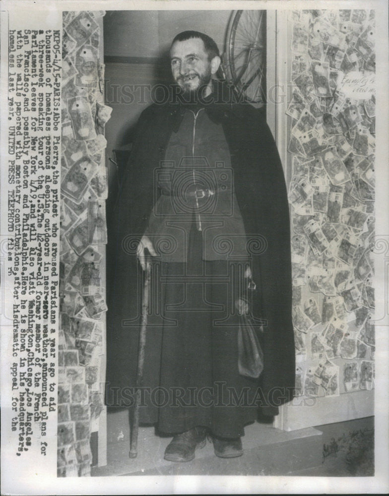 1955 Press Photo Abbe Pierre priest - Historic Images