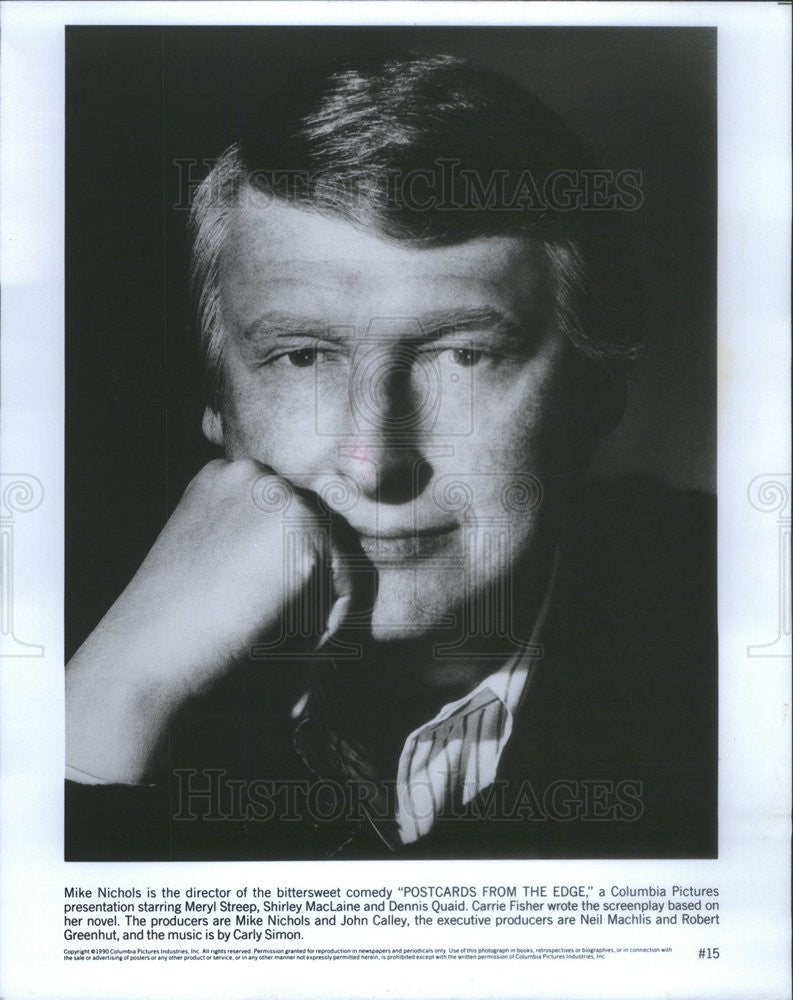 1990 Press Photo Mike Nichols Directs Postcards From The Edge - Historic Images