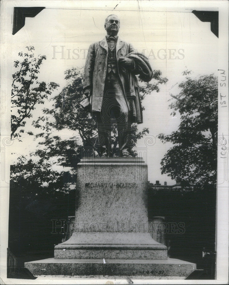 1940 Press Photo Statue of Richard Oglesby Civil War Governor of Illinois - Historic Images