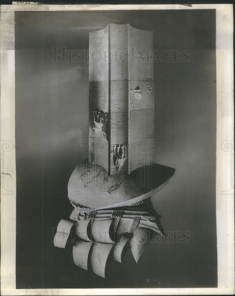 1937 Press Photo Granite Memorial By Carl Milles Of  Kalmar Nyckel, Swedish Ship - Historic Images