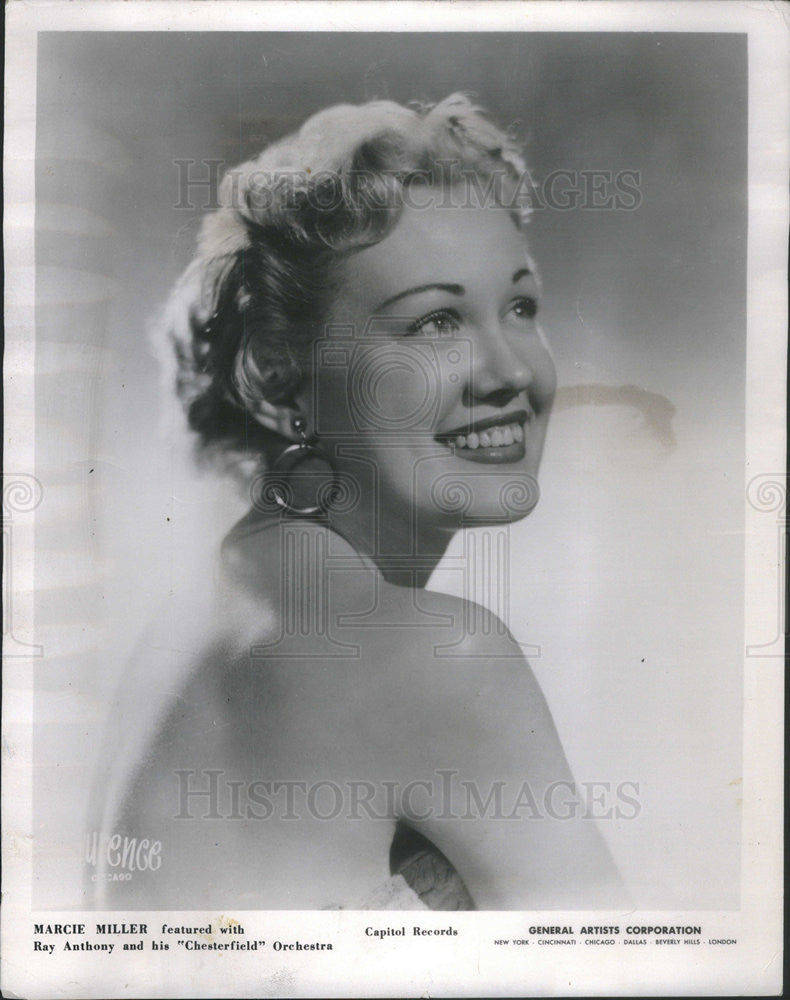 1954 Press Photo  Marcie Miller Singer with Ray Anthony &amp; His Orchesetra - Historic Images