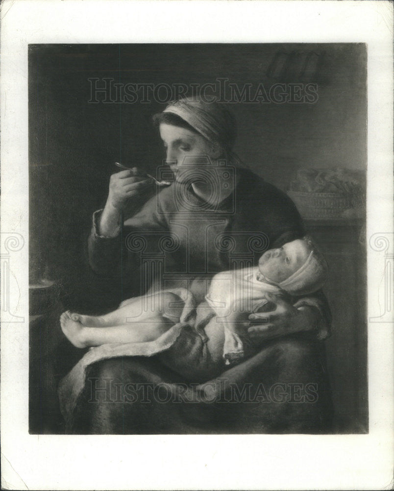 1941 Press Photo &#39;A Woman Feeding a Child&quot; by Jean Francois Millet - Historic Images