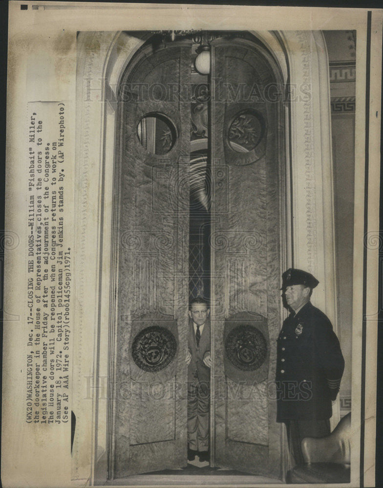 1971 Press Photo Wm &quot;Fishbait&quot; Miller,doorkeeper for House of Reps in DC - Historic Images