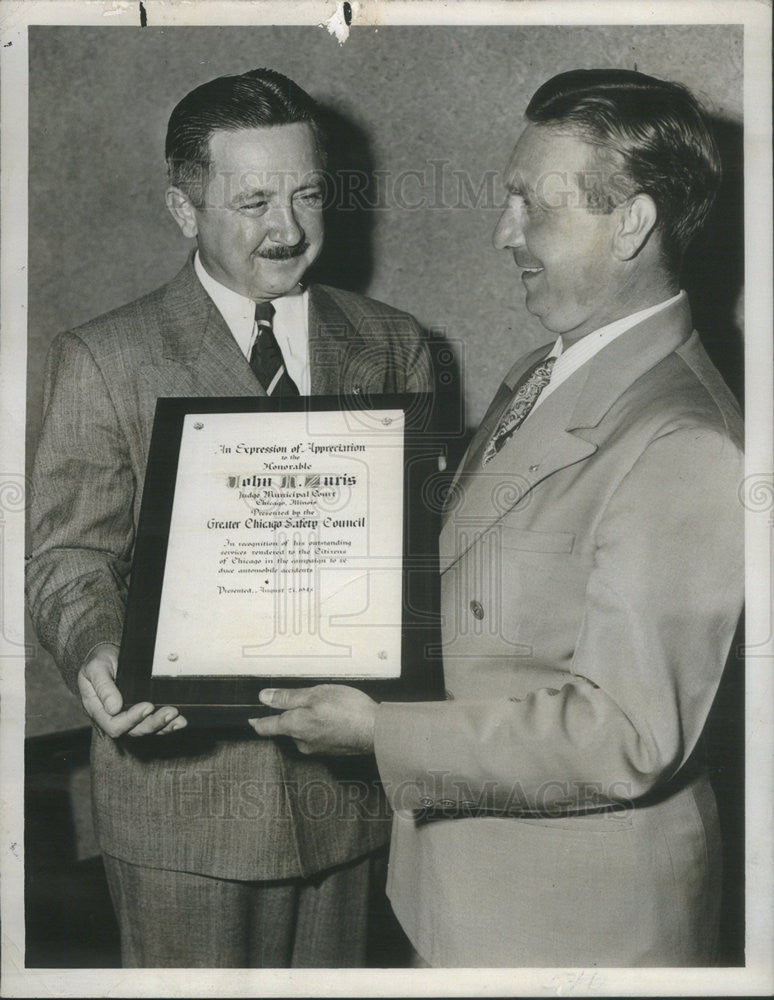 1948 Press Photo Judge John T. Zuris Commendation Joseph Stech - Historic Images