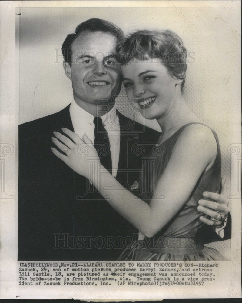 1957 Press Photo Richard Zanuck and Lili Gentle. - Historic Images