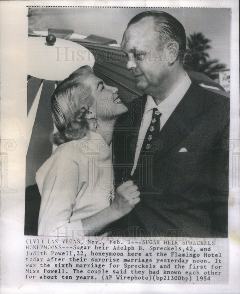 1954 Press Photo Adolph Spreckels Judith Powell - Historic Images