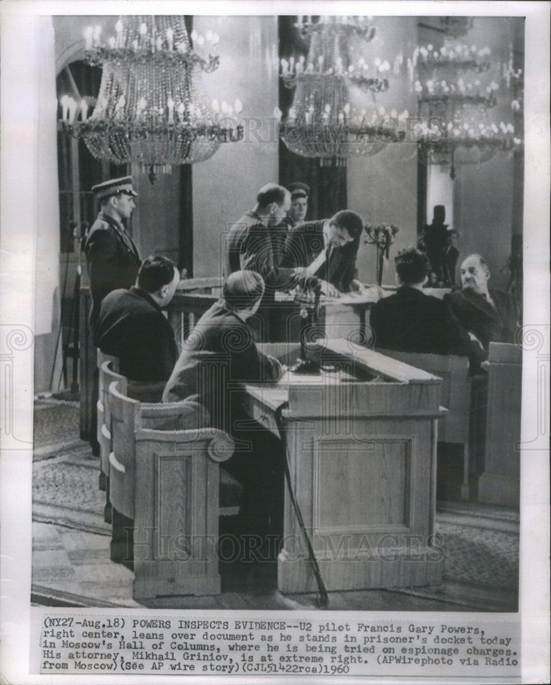 1960 Press Photo U2 pilot Francis Gary Powers at his espionage trial. - Historic Images