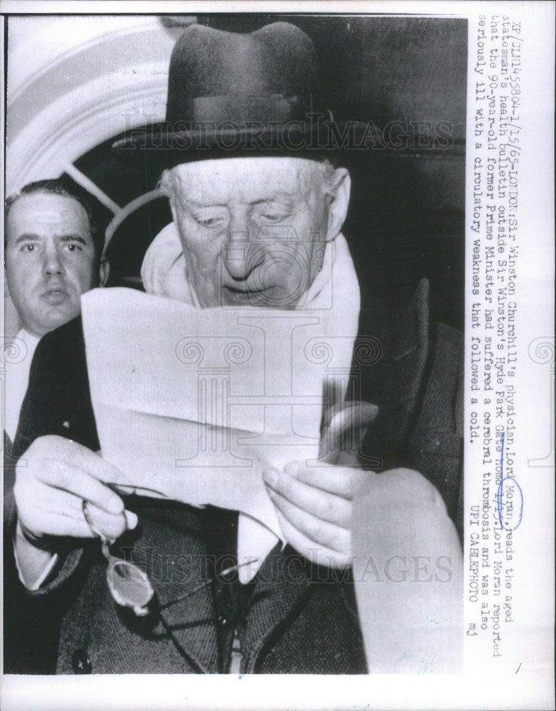 1965 Press Photo Sir Winston Churchill&#39;s Physician Doctor Lord Moran Hyde Park - Historic Images