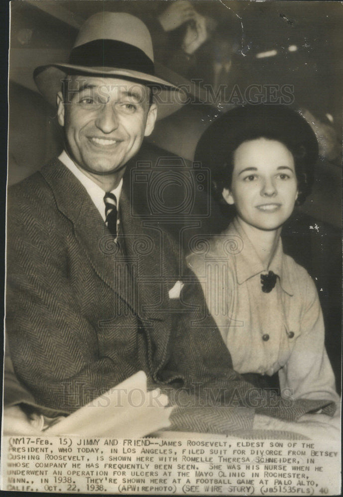 1941 Press Photo James Roosevelt Son Of Pres Filed For Divorce From Betsy - Historic Images