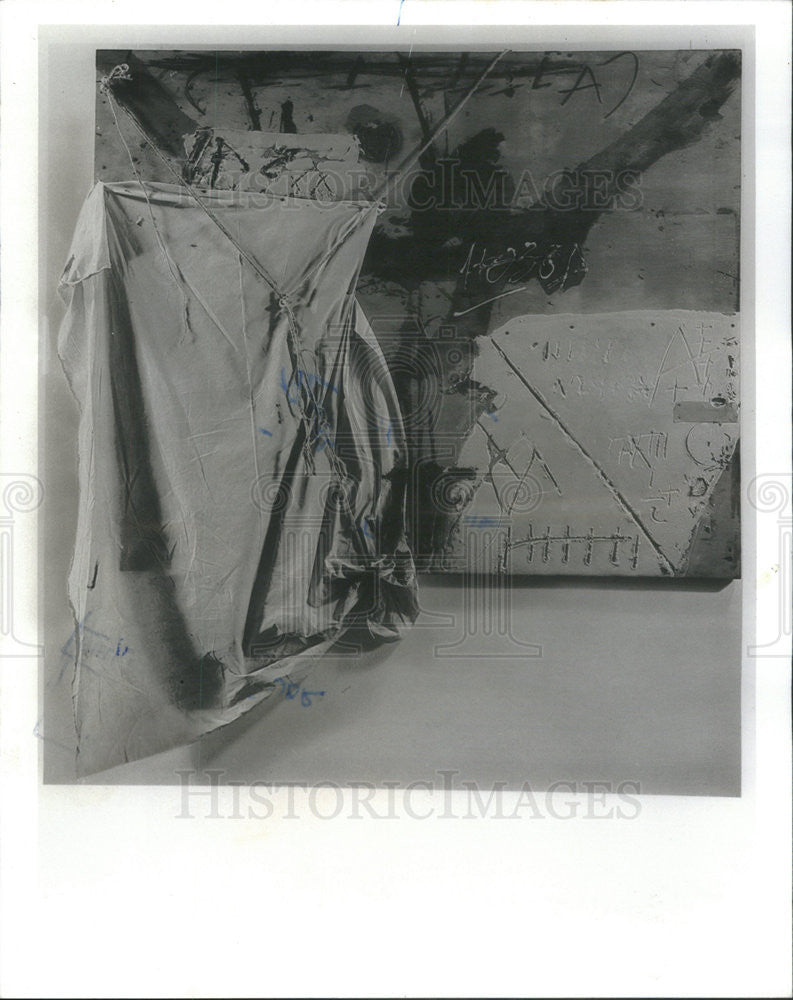 1977 Press Photo Antoni Tapies, &quot;Painting with Cloth and Rope&quot; - Historic Images