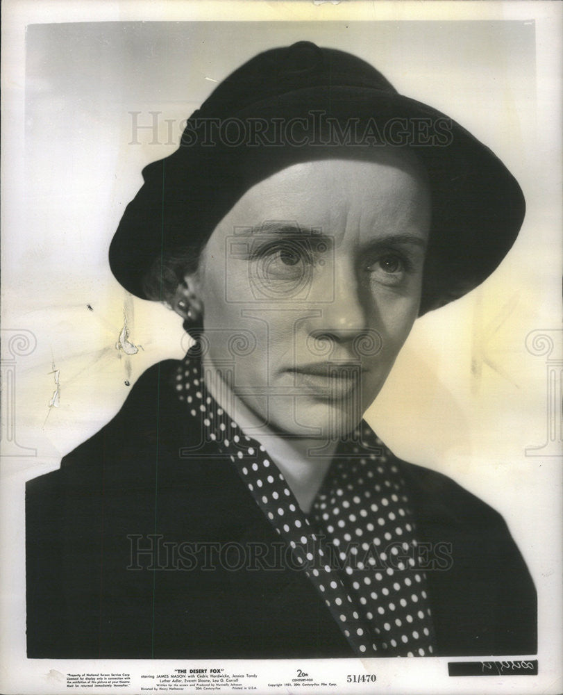 1951 Press Photo Jessica Tandy British American Stage Film Actress - Historic Images