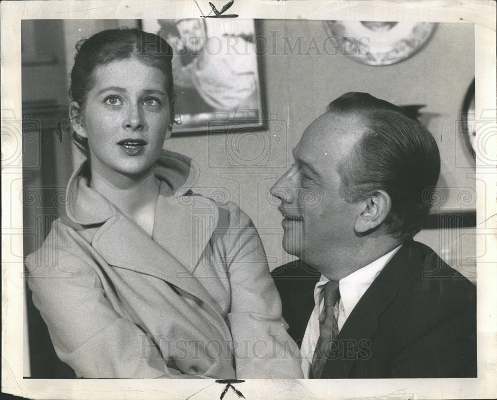 1954 Press Photo Nancy Malone, Melvyn Douglas, &quot;Time Out for Ginger&quot; - Historic Images