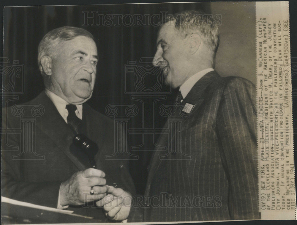 1941 Press Photo John McCarrens, Walter Dear, Publisher's Convention - Historic Images