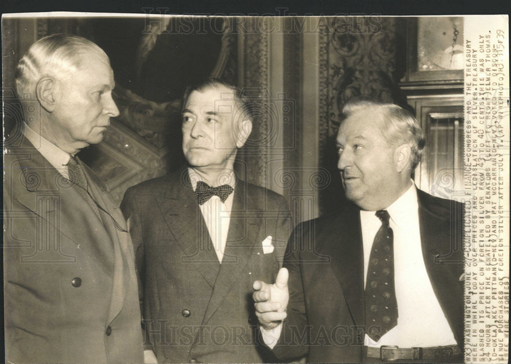 1938 Press Photo Senators Elmer Thomas, Key Pittman, Pat McCarran - Historic Images