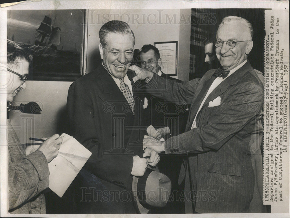 1952 Press Photo US Attorney General James P McGranery - Historic Images