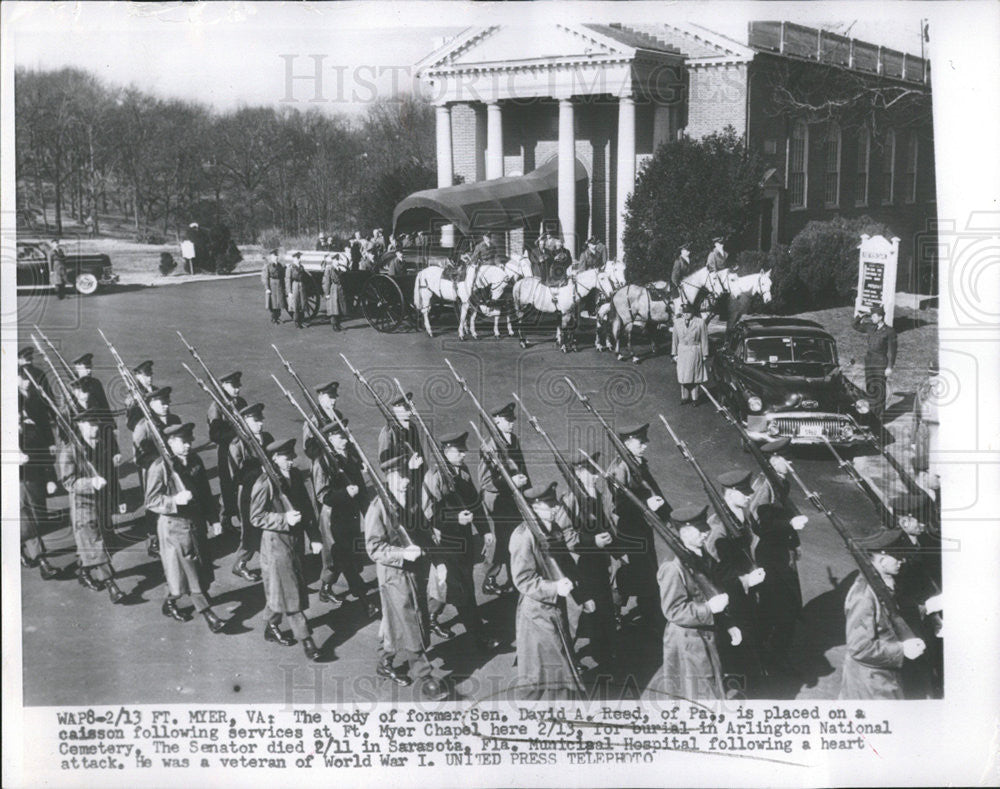 Undated Press Photo Former Senator David Reed of PA Funerals Procession - Historic Images