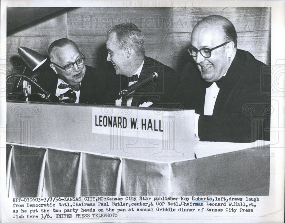 1956 Press Photo Roy Roberts, publisher, left, Paul Butler Democratic - Historic Images