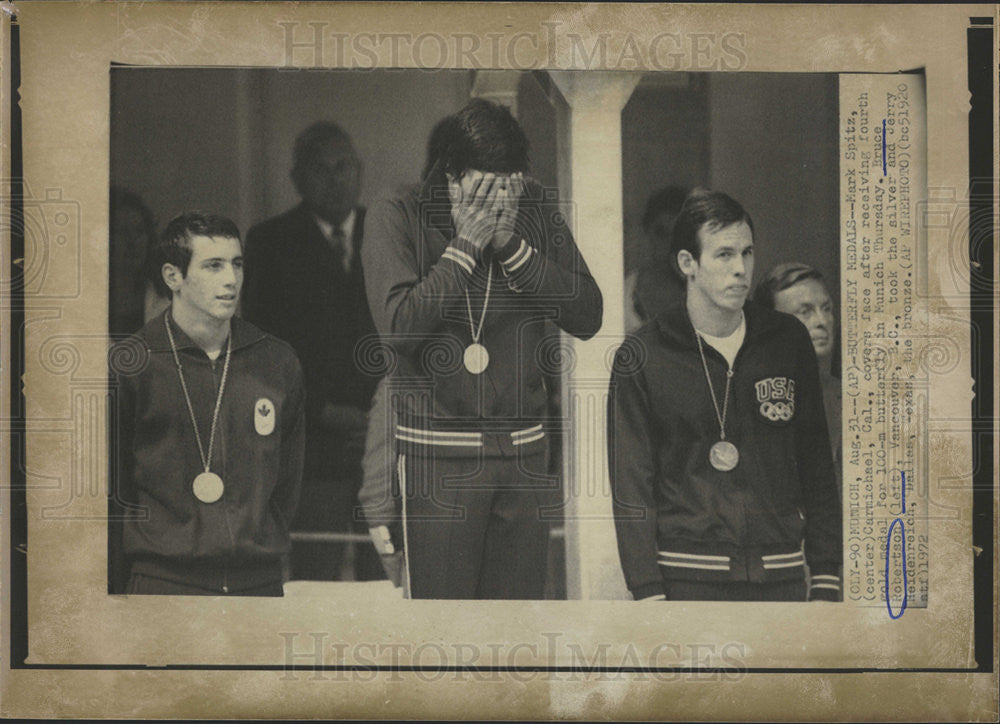 1972 Press Photo Mark Spitz 4th gold medal 100 meter butterfly in Olympics - Historic Images