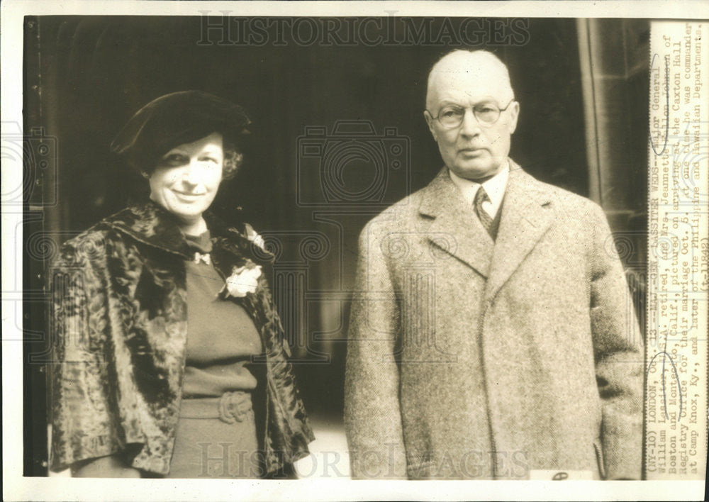 1935 Press Photo Press Photo Maj Gen Wm Lassiter And Mrs Jeanette Fallon Johnson - Historic Images