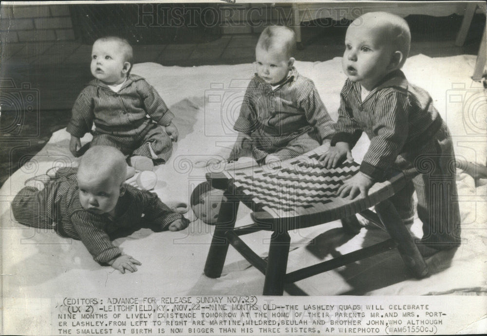 1941 Press Photo Lashley quads,Martine,Mildred,Beulah,John - Historic Images