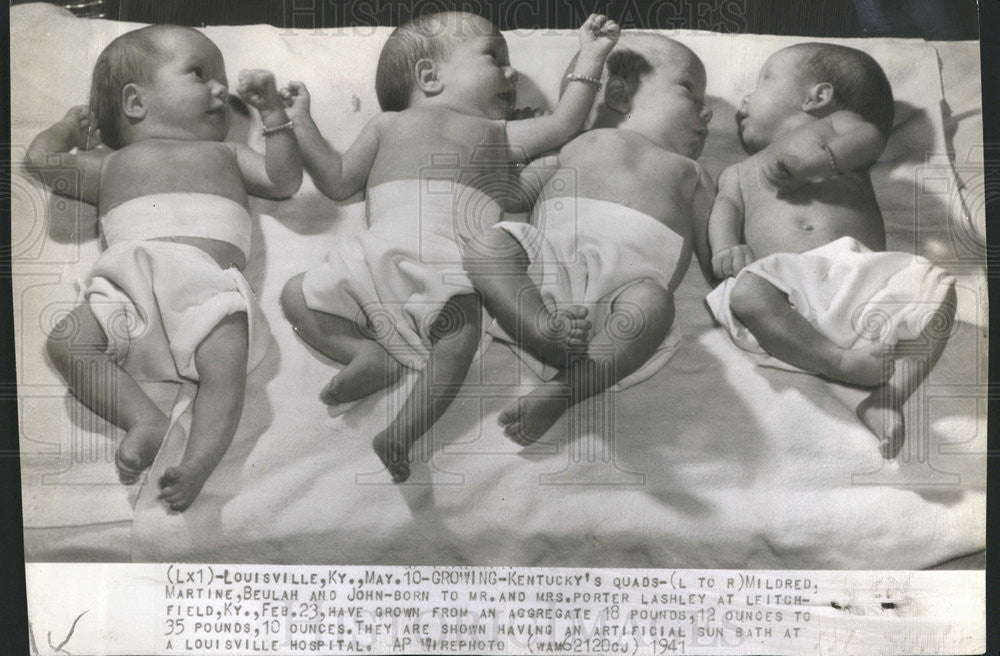 1941 Press Photo Quintuplets Mildred, Martine, Beulah &amp; John Lashley - Historic Images