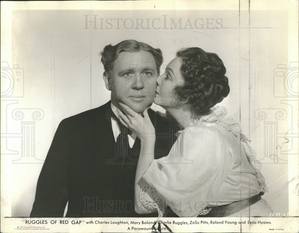1935 Press Photo Charles Laughton &amp; ZaSu Pitts Star In &quot;Ruggles Of Red Gap&quot; - Historic Images