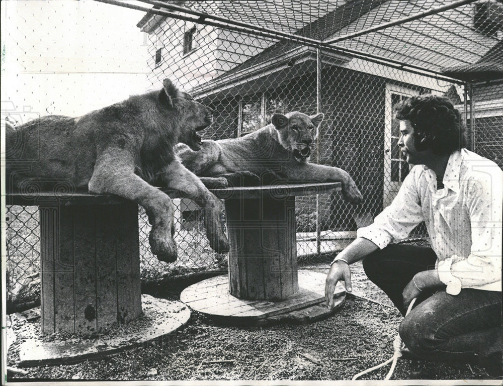 1973 Press Photo Gerald Pozen Leon Emile Pet Lions Long Grove Home Burglary - Historic Images