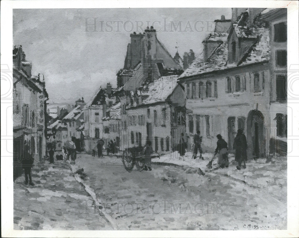 1981 Press Photo Camille Pissarro Painting Gisors Road Pontoise Snow - Historic Images