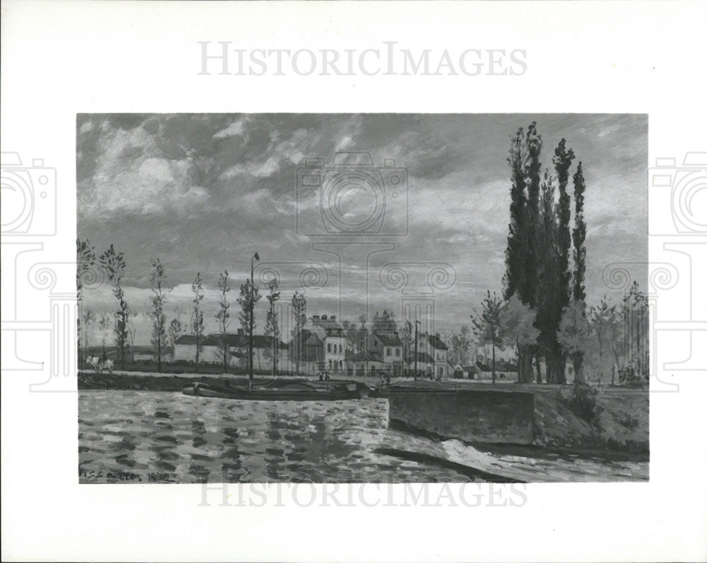 1969 Press Photo Camille Pissarro Sluice Marly 1872 Oil Canvas Painting - Historic Images