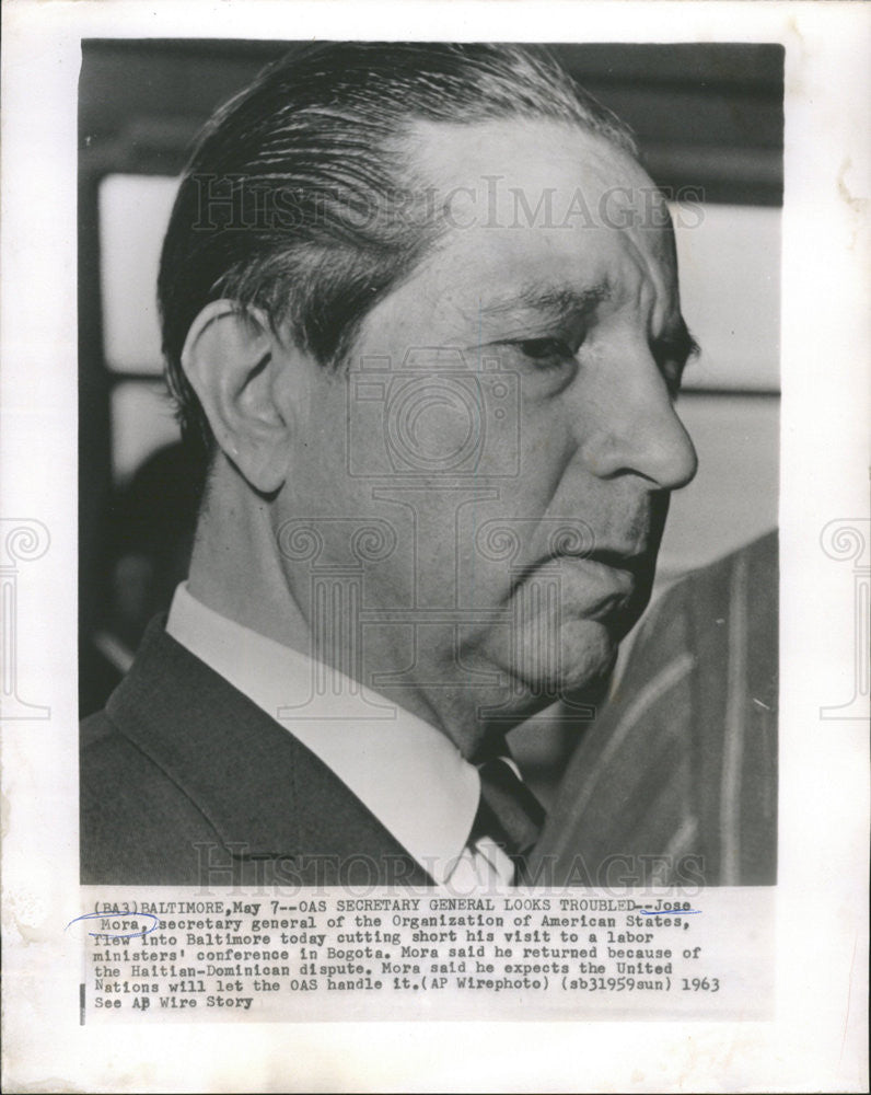 1963 Press Photo Jose Mora, Secretary General Organization of American States - Historic Images