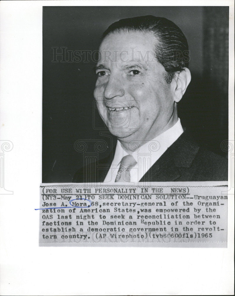 1965 Press Photo Jose A. Mora, Secretary General organization of American States - Historic Images