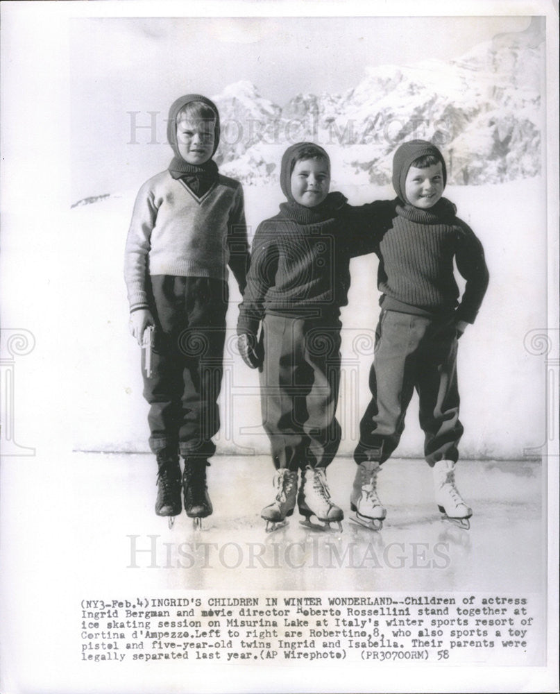 1958 Press Photo Children of Actress Ingrid Bergman &amp; Director Rossellini - Historic Images