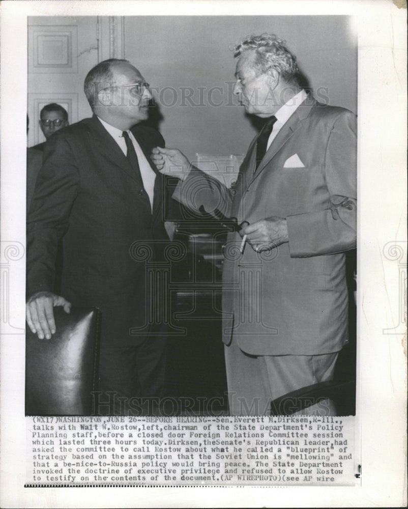 1962 Press Photo Senator Everett Dirksen Walt Rostow Foreign Relations Commitee - Historic Images