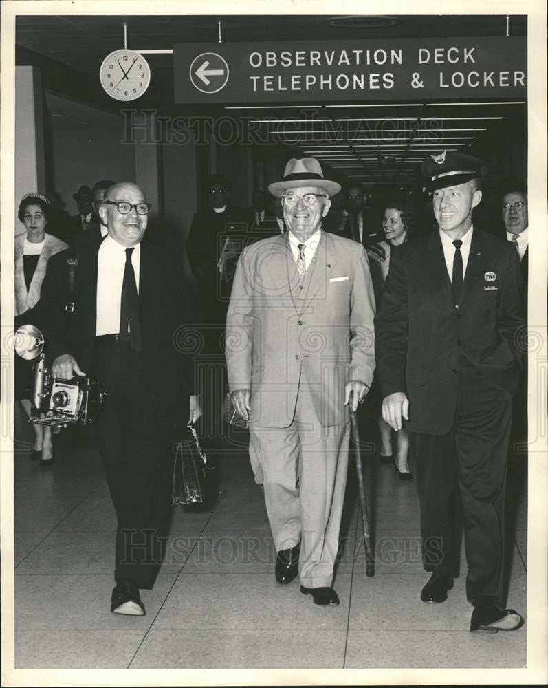 Undated Press Photo Former President Truman Arriving at O&#39;Hare Airport - Historic Images