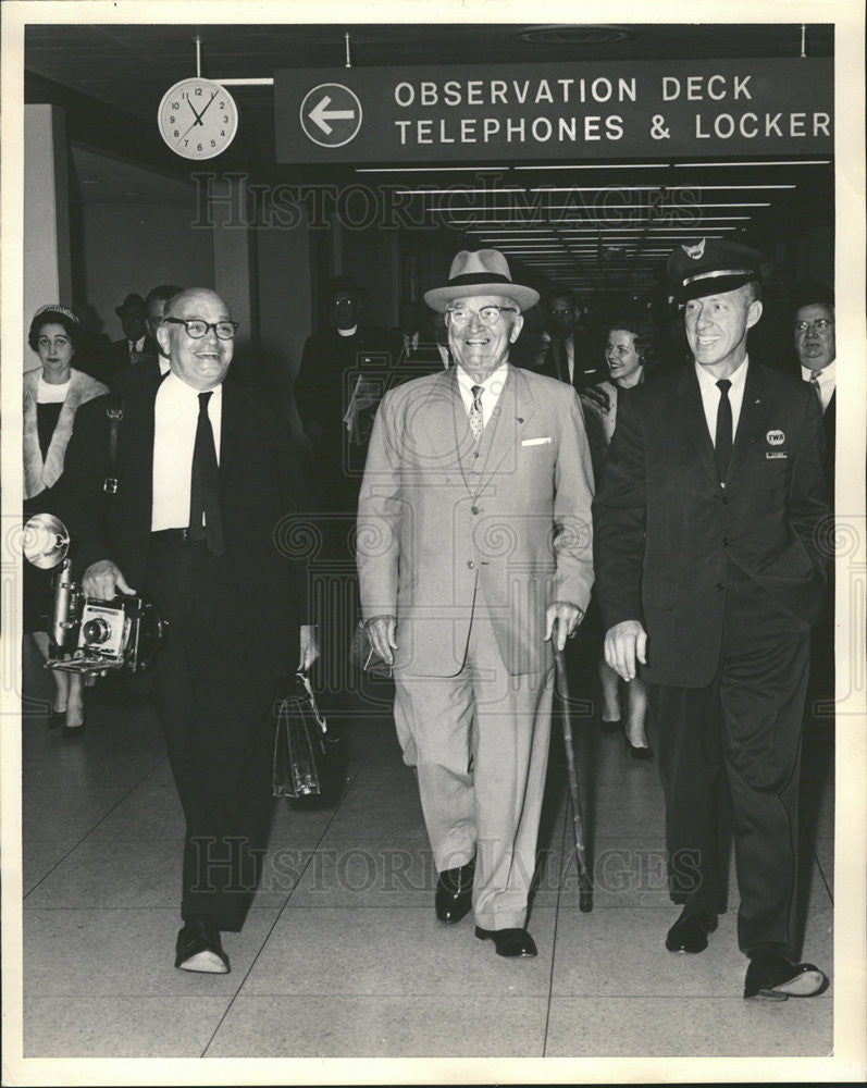 Undated Press Photo Former President Truman Arriving at O'Hare Airport - Historic Images