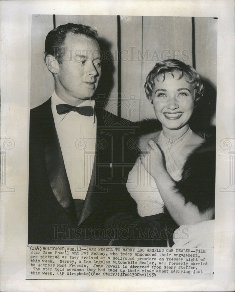 1954 Press Photo Jane Powell Actress Singer Pat Nerney Engaged Hollywood - Historic Images